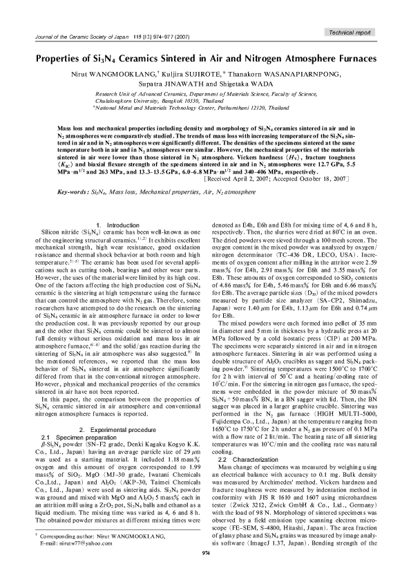 (PDF) Properties of Si3N4 Ceramics Sintered in Air and Nitrogen ...