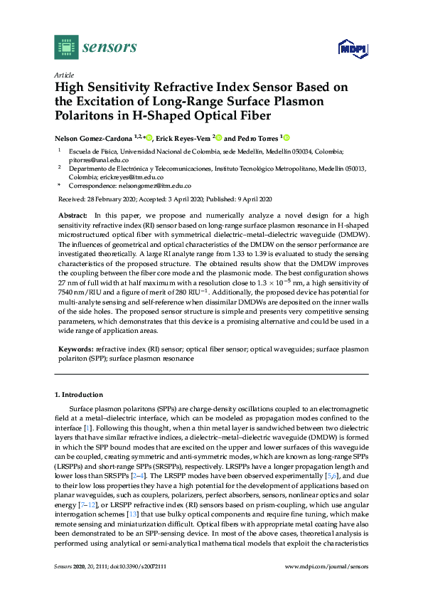 (PDF) High Sensitivity Refractive Index Sensor Based on a Wet-Etched ...