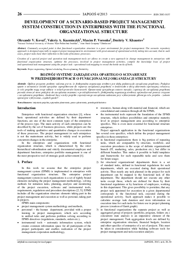 (PDF) Development of a ScenarioBased Project Management System