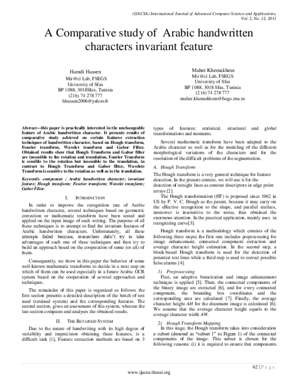(PDF) A Comparative study of Arabic handwritten characters invariant ...