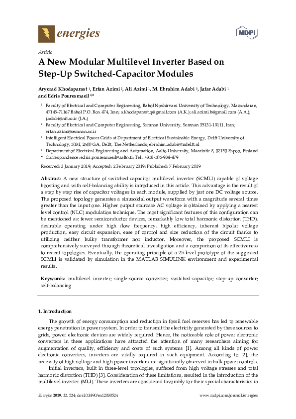 (PDF) A New Modular Multilevel Inverter Based on Step-Up Switched ...