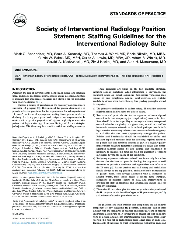 (PDF) Society of Interventional Radiology Position Statement: Staffing ...