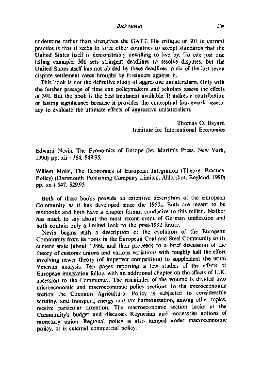 (PDF) The economics of European integration