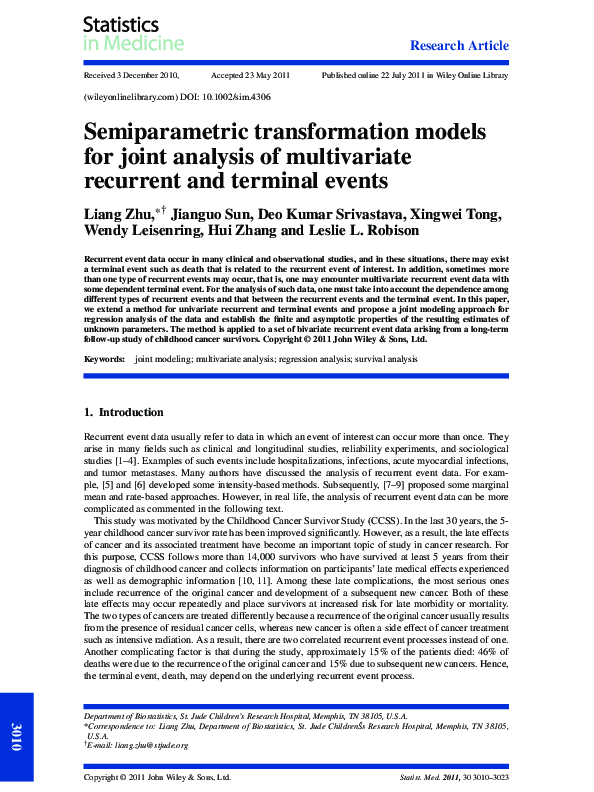 (PDF) Semiparametric transformation models for joint analysis of ...