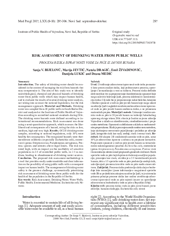 (PDF) Risk assessment of drinking water from public wells