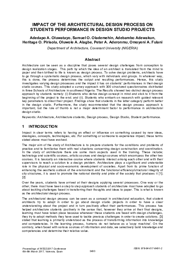 (PDF) Impact of the Architectural Design Process on Students ...