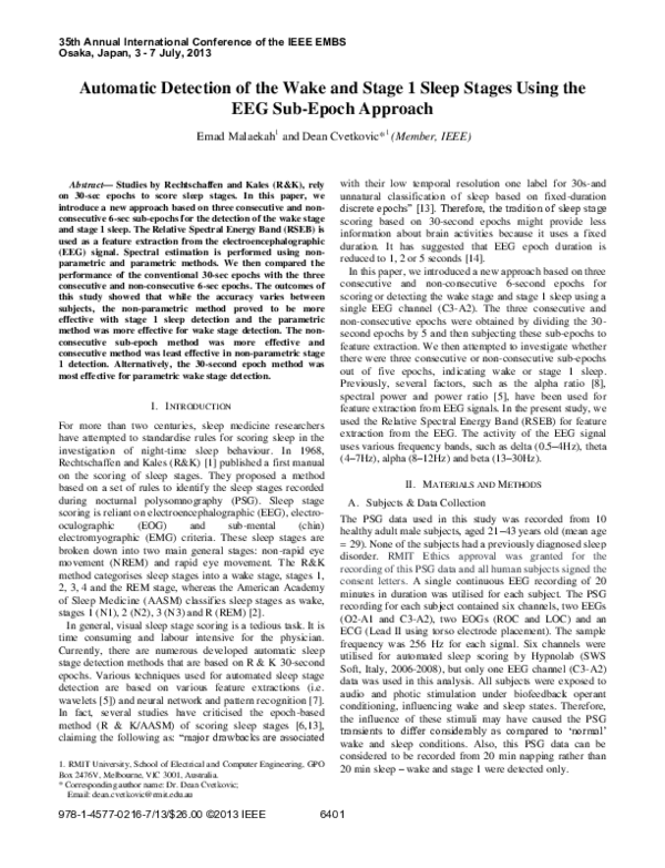(PDF) Automatic detection of the wake and stage 1 sleep stages using ...