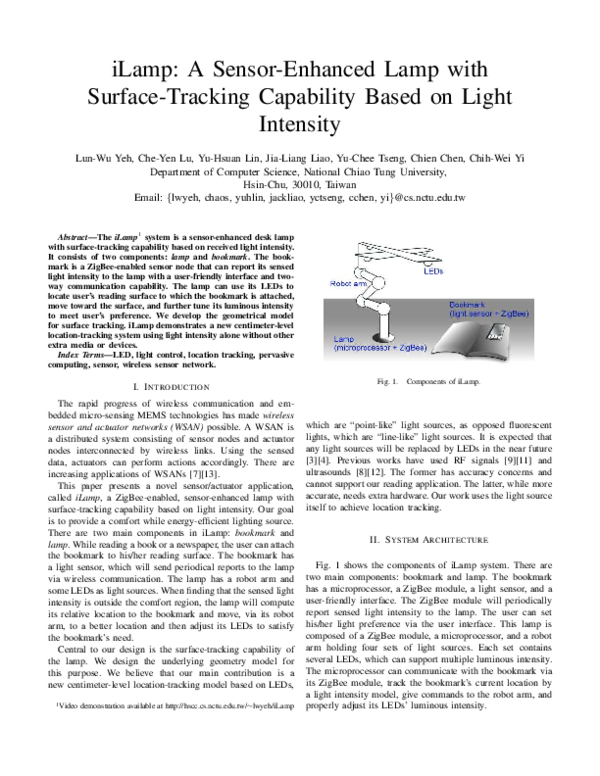 (PDF) iLamp: A sensor-enhanced lamp with surface-tracking capability ...