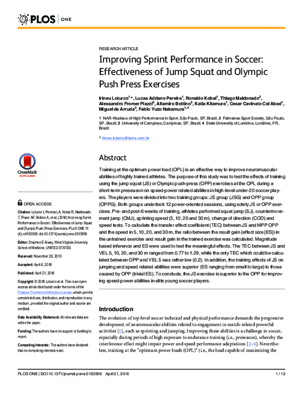 (PDF) Improving Sprint Performance in Soccer: Effectiveness of Jump ...
