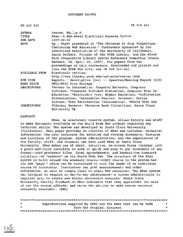 (PDF) ERes--A Web-Based Electronic Reserve System