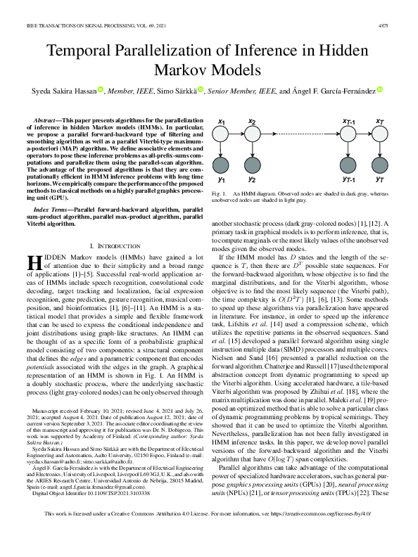 (PDF) Temporal Parallelization of Inference in Hidden Markov Models