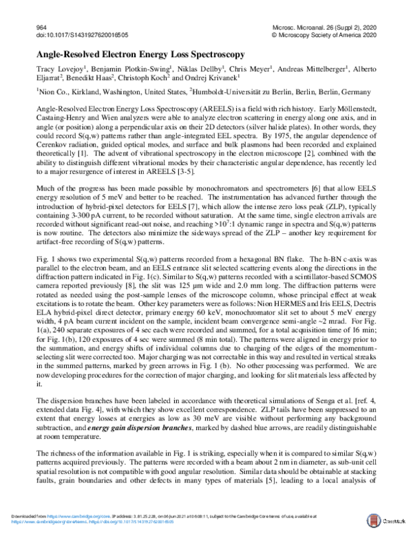 (PDF) Angle-Resolved Electron Energy Loss Spectroscopy