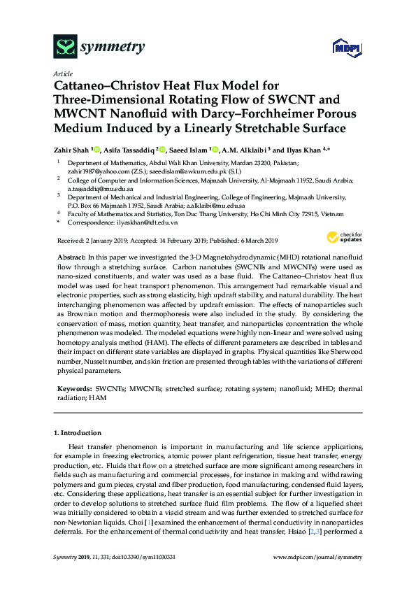(PDF) Cattaneo–Christov Heat Flux Model for Three-Dimensional Rotating ...
