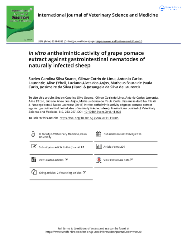 (PDF) In vitro anthelmintic activity of grape pomace extract against ...