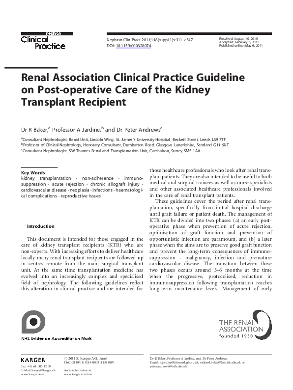 (PDF) Renal Association Clinical Practice Guidelines on Acute Kidney Injury