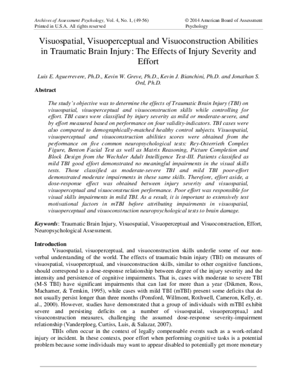 (PDF) Visuospatial, Visuoperceptual and Visuoconstructing abilities in ...