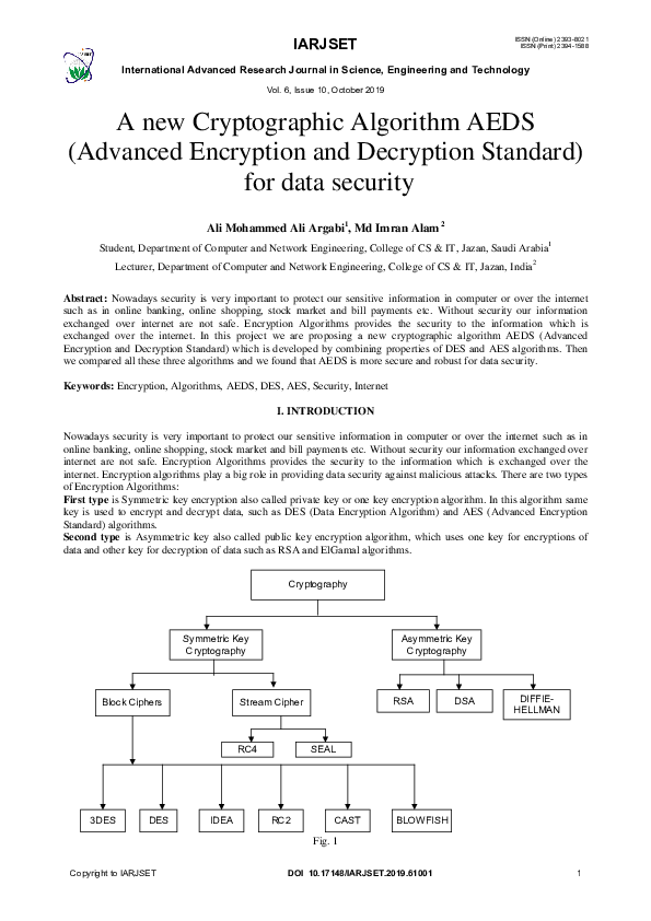 (PDF) A new Cryptographic Algorithm AEDS (Advanced Encryption and ...