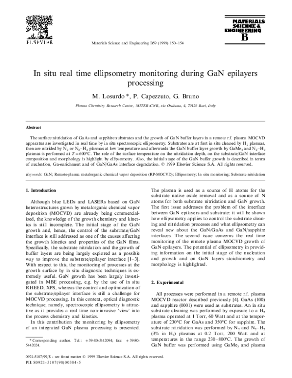(PDF) In situ real time ellipsometry monitoring during GaN epilayers ...