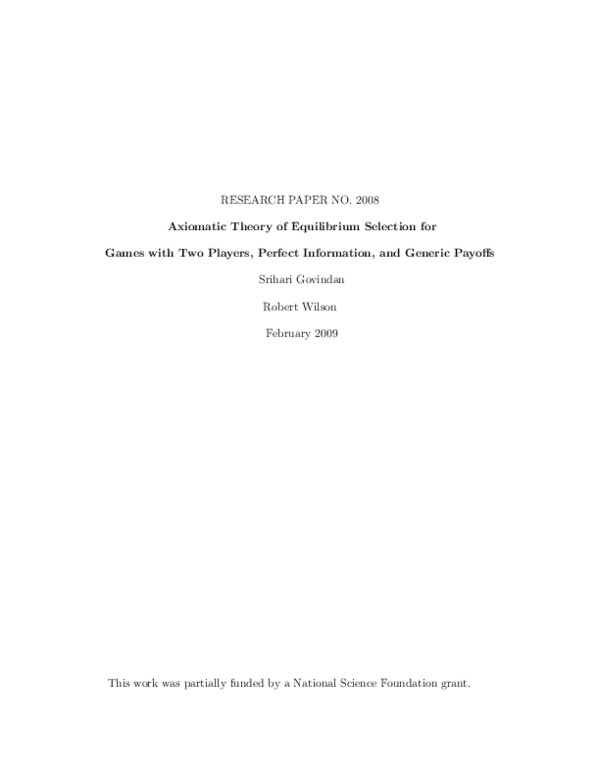 (PDF) Axiomatic Theory of Equilibrium Selection for Games with Two ...