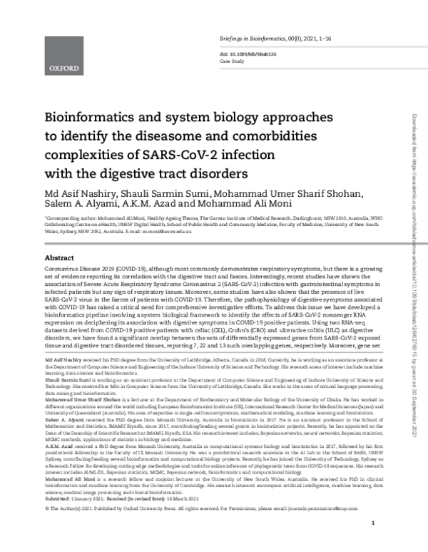 (PDF) Bioinformatics and system biology approaches to identify the ...