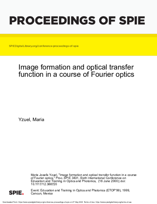 (PDF) Image formation and optical transfer function in a course of ...