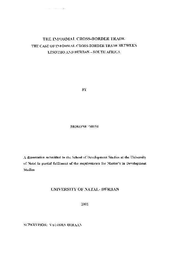 (PDF) The informal cross-border trade : the case of informal cross ...
