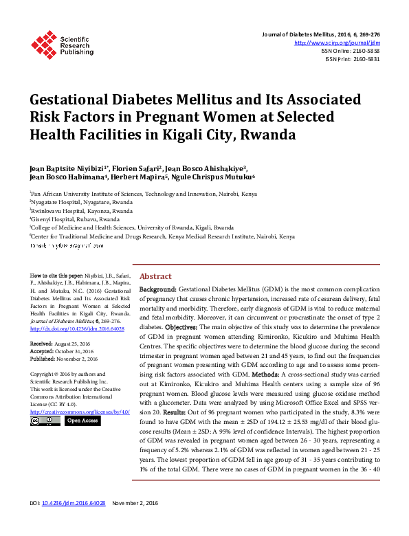 (PDF) Gestational Diabetes Mellitus and Its Associated Risk Factors in ...