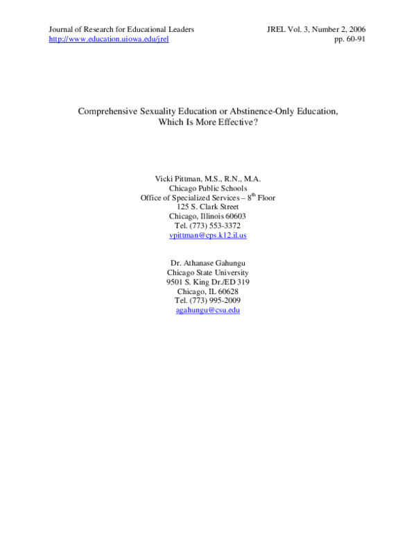 (PDF) Comprehensive Sexuality Education or AbstinenceOnly Education