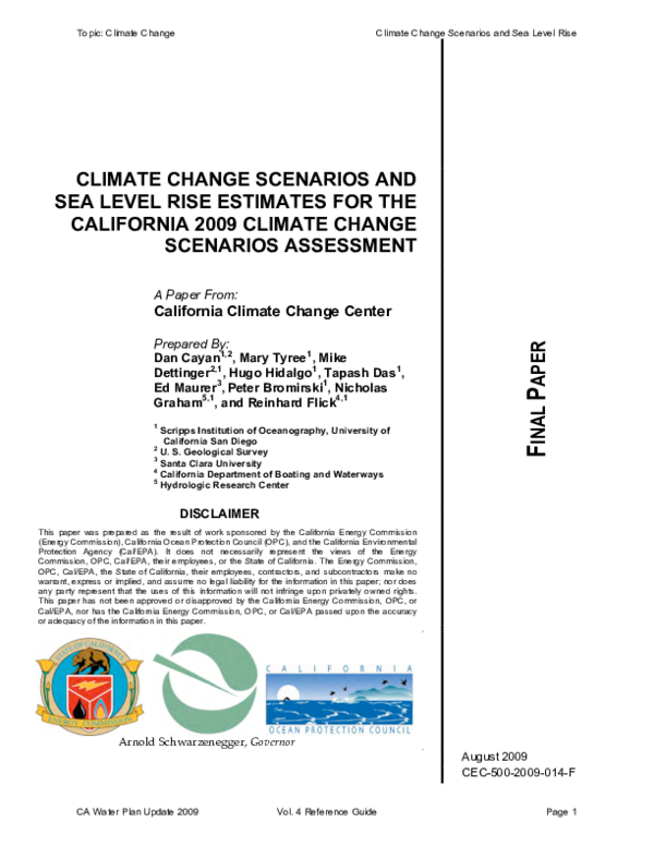 (PDF) Climate change scenarios and sea level rise estimates for the ...