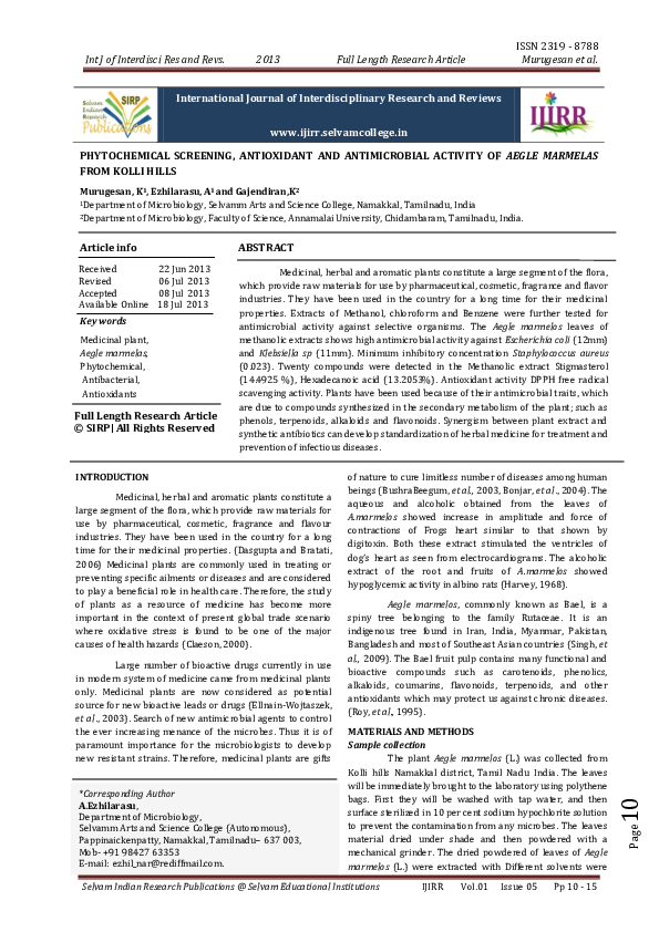 (PDF) Phytochemical Screening, Antioxidant and Antibacterial Activities ...