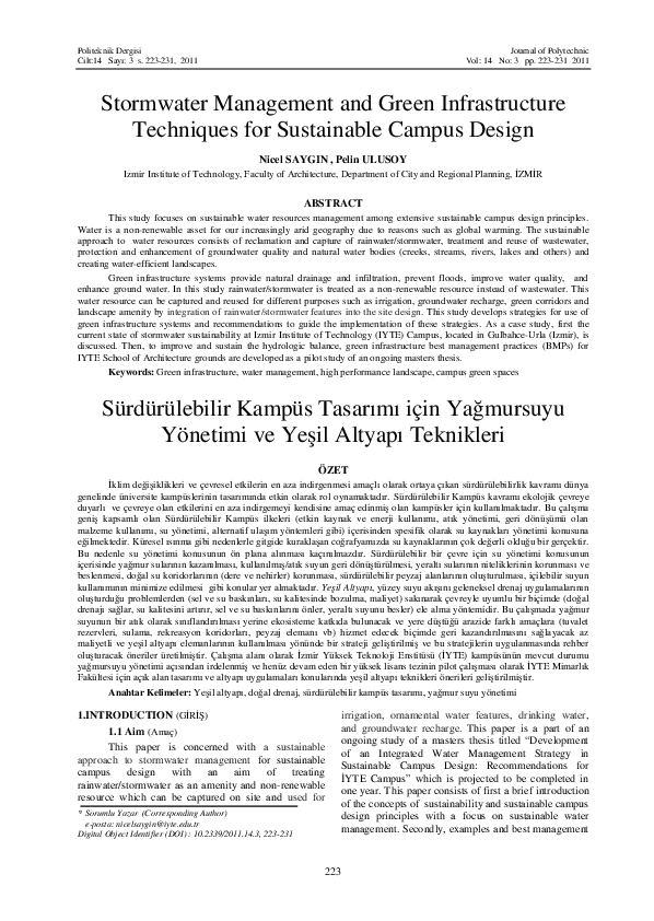 (PDF) Stormwater Management and Green Infrastructure Techniques for ...