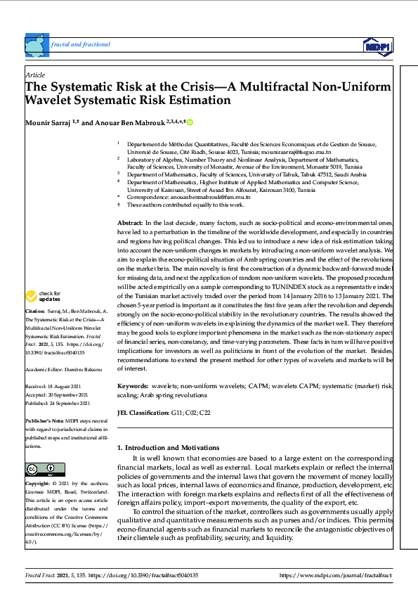 (PDF) The Systematic Risk at the Crisis—A Multifractal Non-Uniform ...