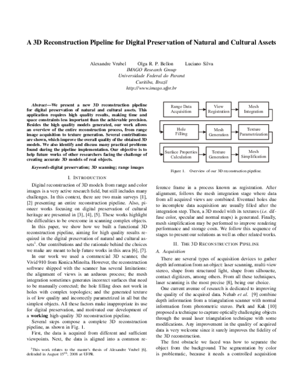 (PDF) A 3D reconstruction pipeline for digital preservation