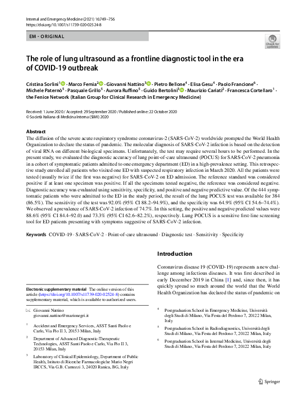 (PDF) The role of lung ultrasound as a frontline diagnostic tool in the ...