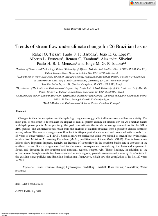 (PDF) Trends of streamflow under climate change for 26 Brazilian basins