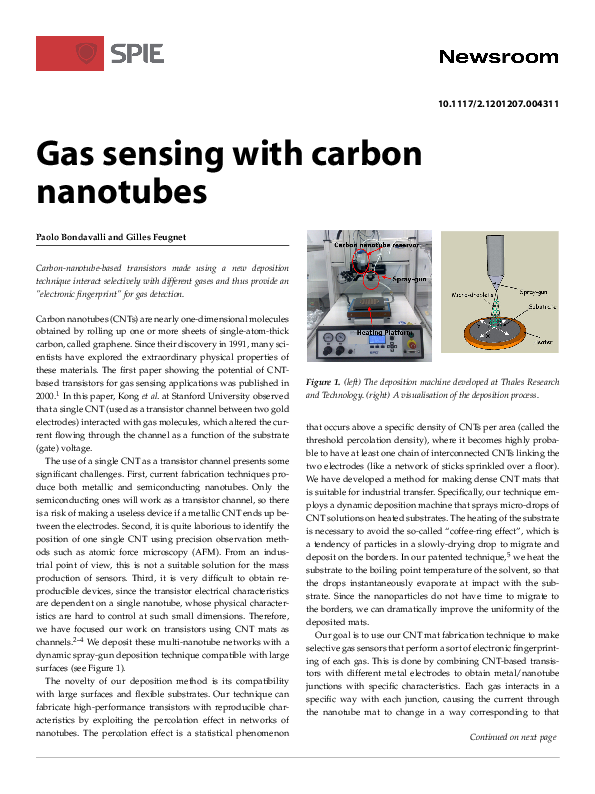 (PDF) Gas sensing with carbon nanotubes