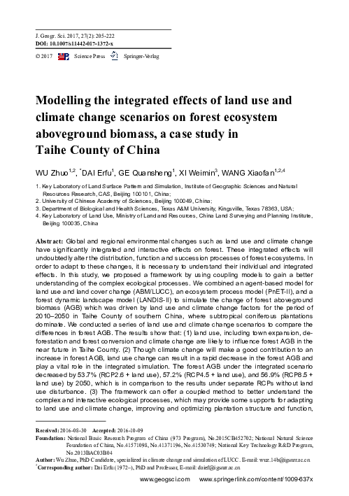 (PDF) Modelling the integrated effects of land use and climate change ...