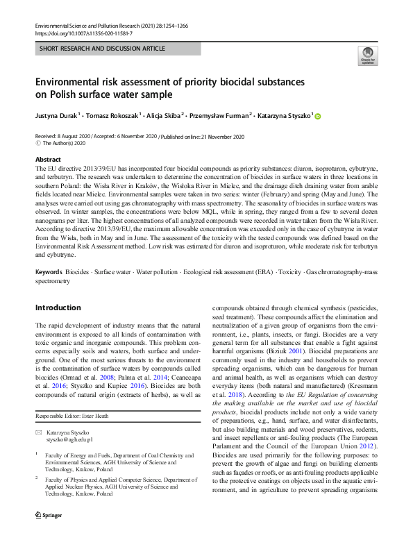 (PDF) Environmental risk assessment of priority biocidal substances on ...