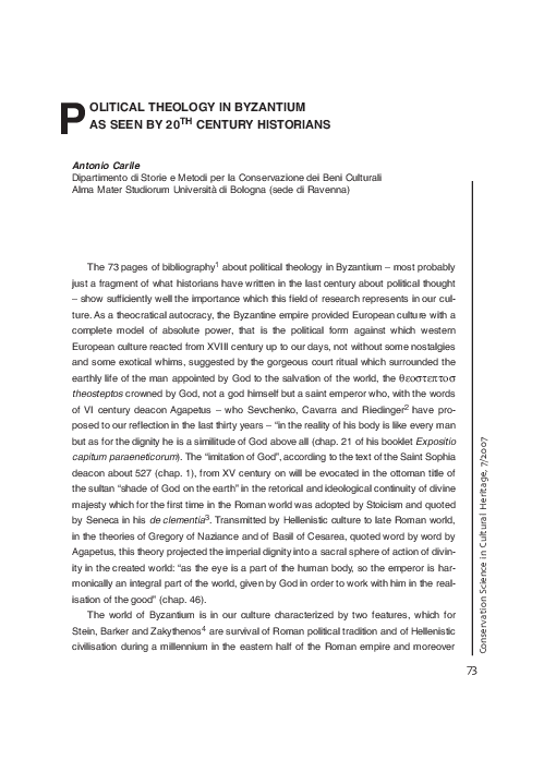(PDF) Political theology in Byzantium as seen by 20th century historians
