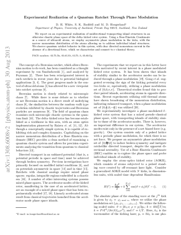 (PDF) Experimental realization of a quantum ratchet through phase ...
