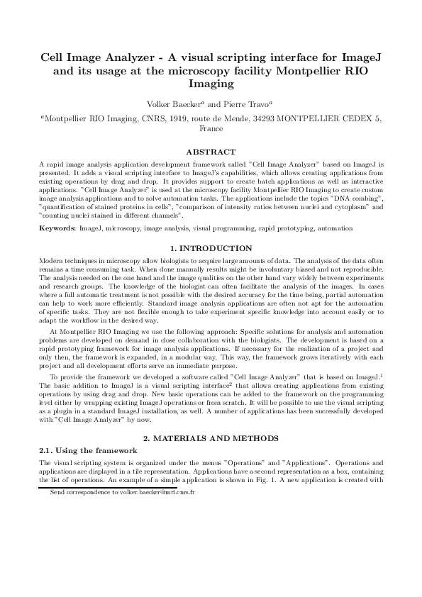 (PDF) Cell Image Analyzer - A visual scripting interface for ImageJ and ...