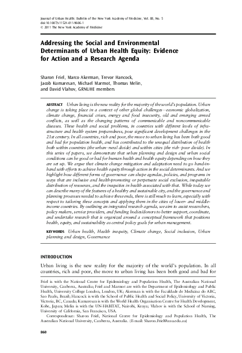 (PDF) Addressing the Social and Environmental Determinants of Urban ...
