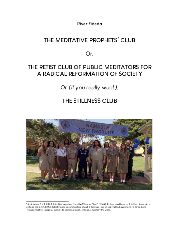 PDF) River Fideda - THE MEDITATIVE PROPHETS' CLUB (Or if you want, THE  STILLNESS CLUB)