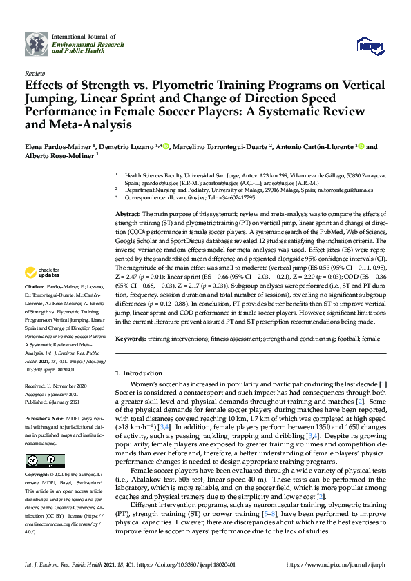 (PDF) Effects of Strength vs. Plyometric Training Programs on Vertical ...