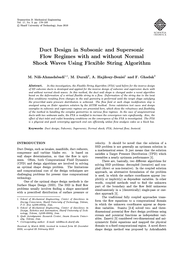 (PDF) Duct Design in Subsonic and Supersonic Flow Regimes With and ...