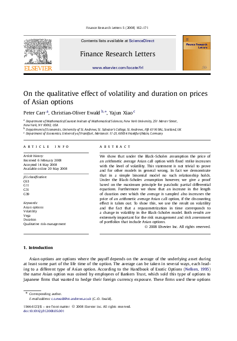 (PDF) On the qualitative effect of volatility and duration on prices of ...