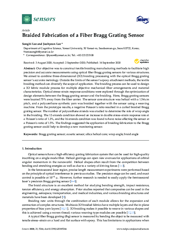 (PDF) Braided Fabrication of a Fiber Bragg Grating Sensor