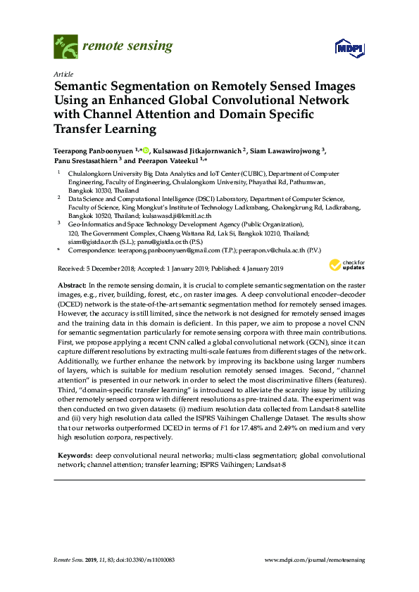 (PDF) Semantic Segmentation on Remotely Sensed Images Using an Enhanced ...