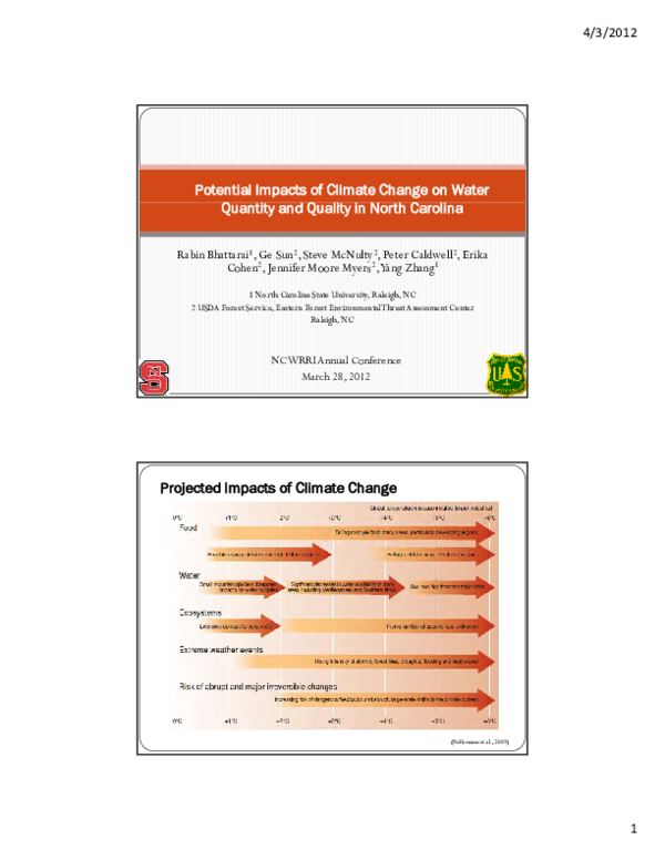 (PDF) Potential Impacts of Climate Change on Water Projected Impacts of ...
