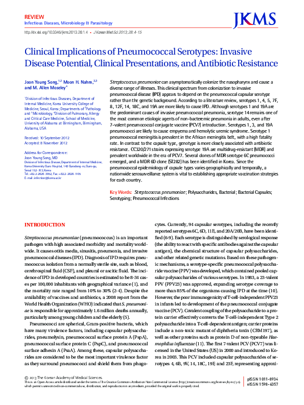 (PDF) Clinical Implications of Pneumococcal Serotypes: Invasive Disease ...